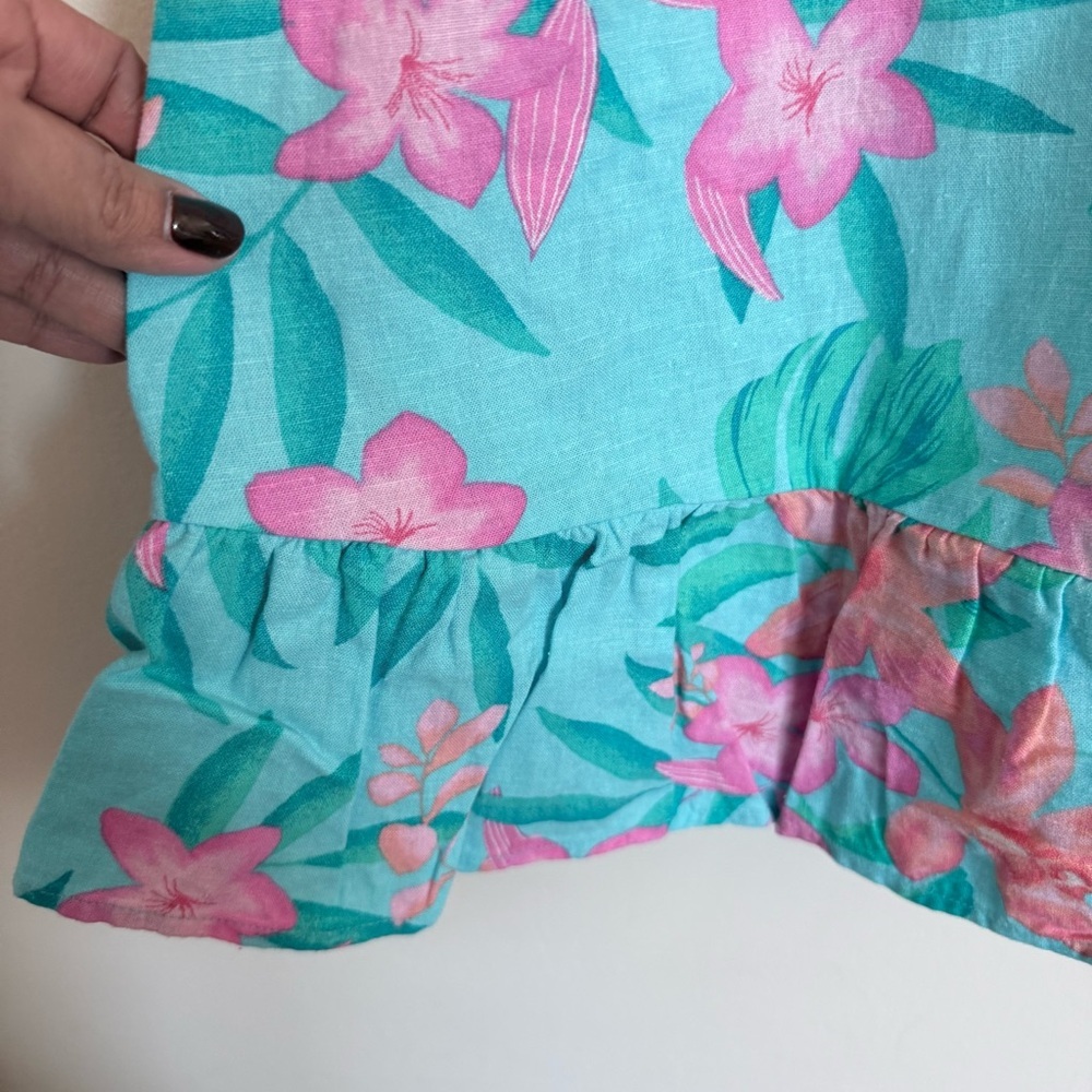Gymboree Girls Tropical Smocked Ruffle Dress Splish-Splash Blue sise 7 - Picture 6 of 8